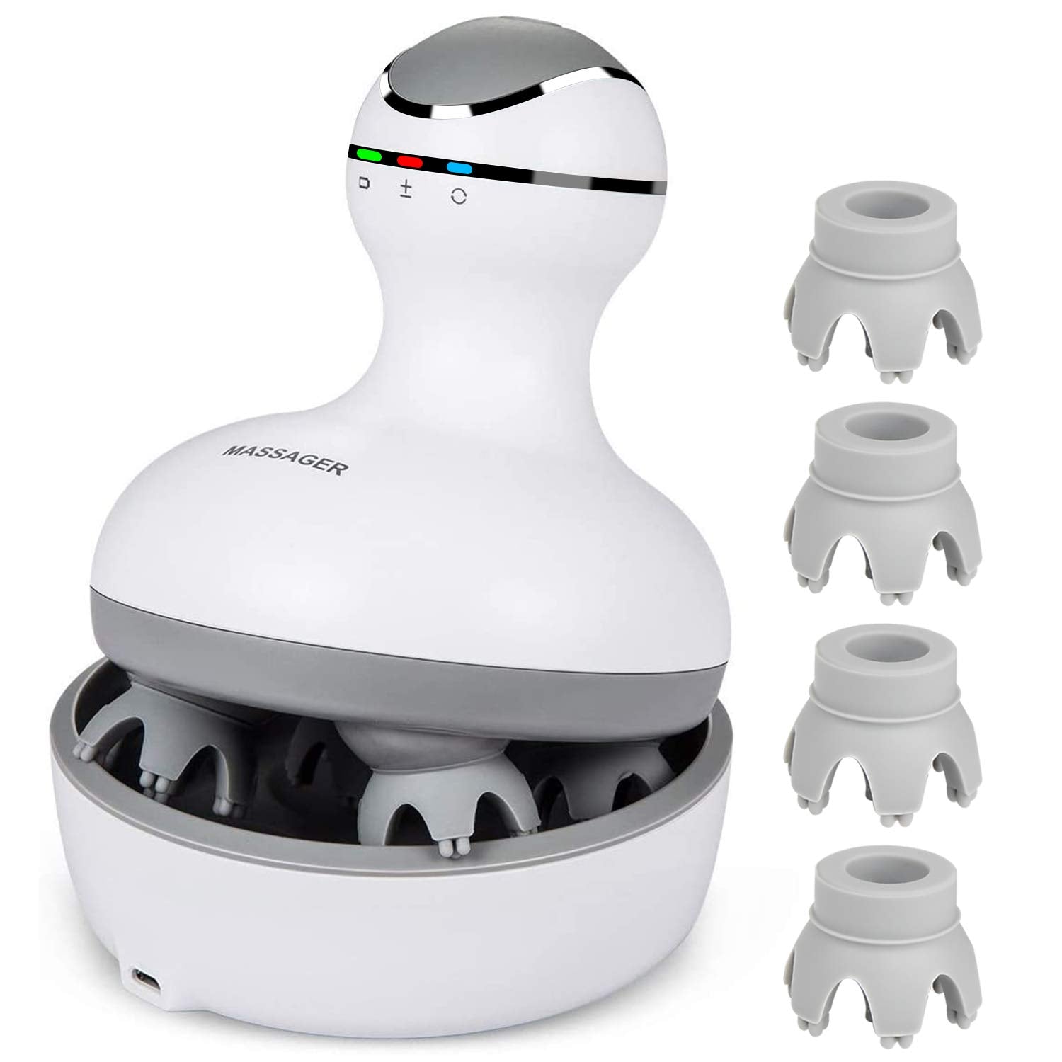 Electric Scalp Massager – 4-Head IPX7 Waterproof Deep Relaxation Tool
