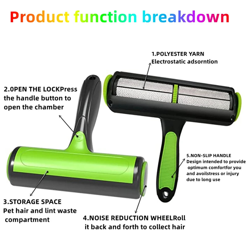 Reusable Pet Hair Remover Roller — No Refills Needed