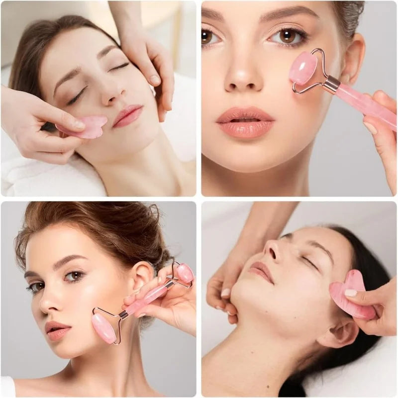 Stainless Steel Ice Face Roller & Gua Sha Set
