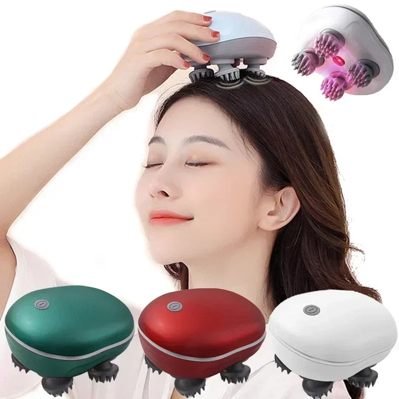 Electric Scalp Head Massager – Red Light Therapy, Rechargeable & Waterproof