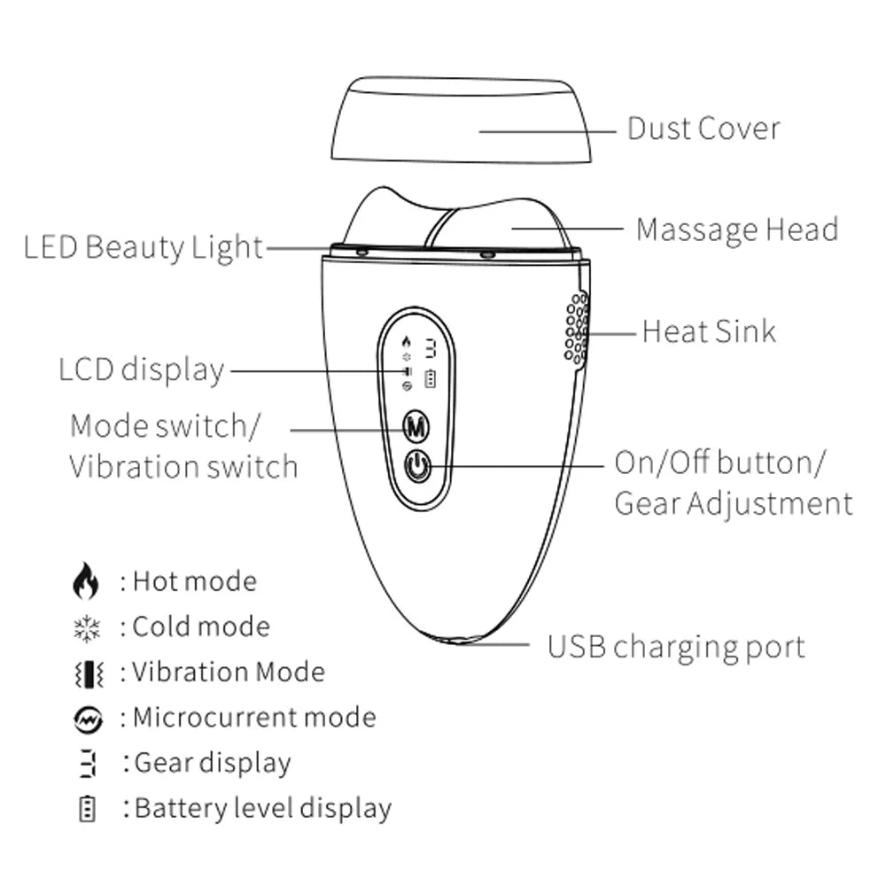 Ice Roller Face Massager — Reusable Gel Head for Puffiness & Glow