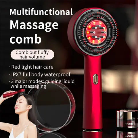 Electric Scalp Massager – Red Light Therapy, IPX7 Waterproof