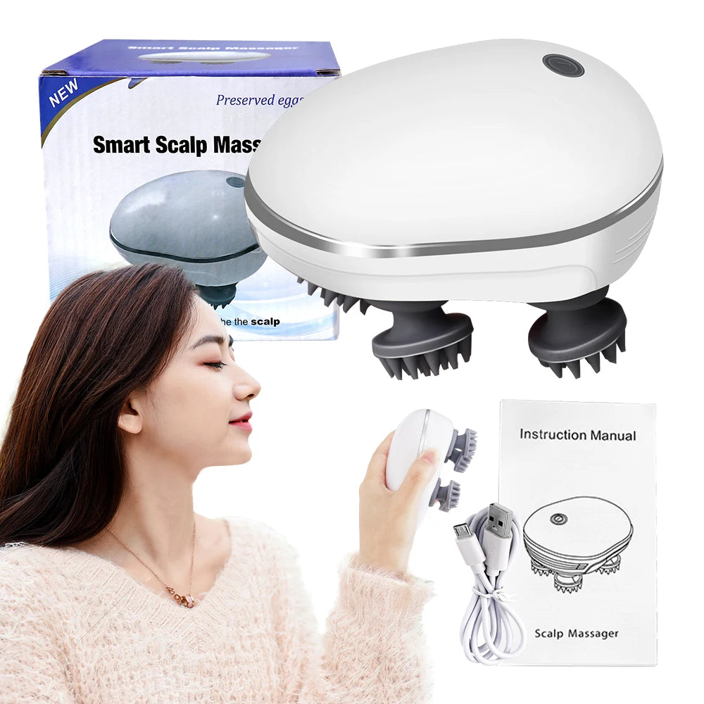 Electric Scalp Head Massager – Red Light Therapy, Rechargeable & Waterproof