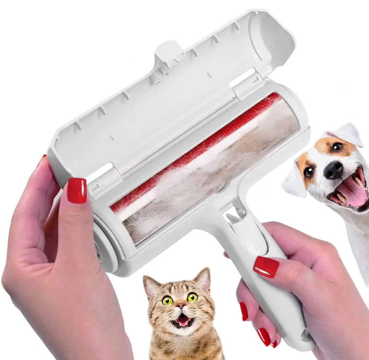 Reusable Pet Hair Remover Roller – Self-Cleaning Base, Dog & Cat Fur